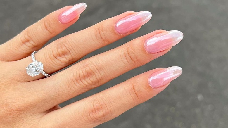 Hailey Bieber strawberry glazed nails