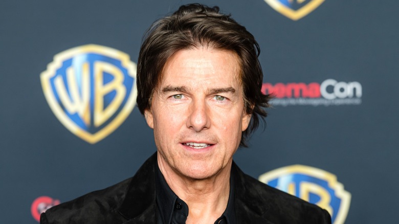 Tom Cruise wearing a black blazer and shirt at CinemaCon in 2026