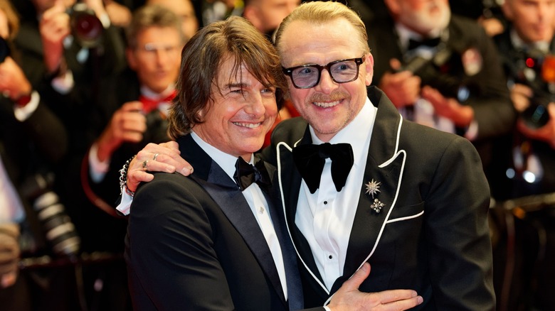 Simon Pegg and Tom Cruise at a "Mission: Impossible" premiere
