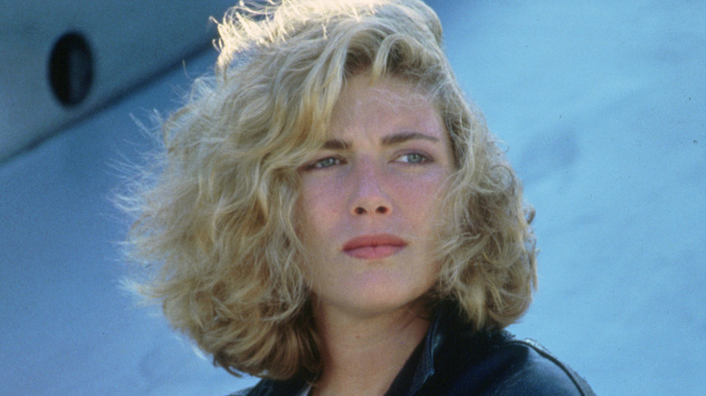 Close up of Kelly McGillis posing on the set of 