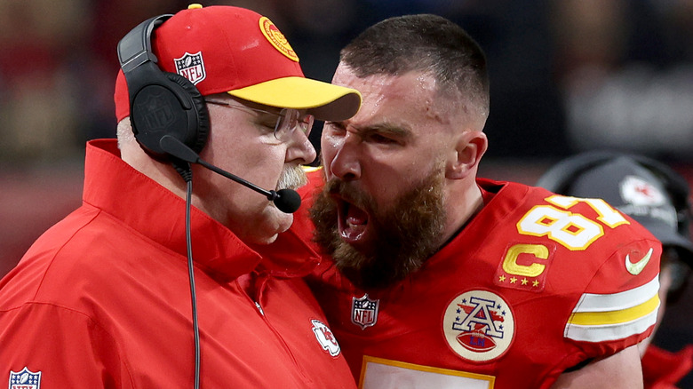 Travis Kelce yelling at Andy Reid