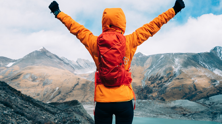 Woman hiker in the mountains