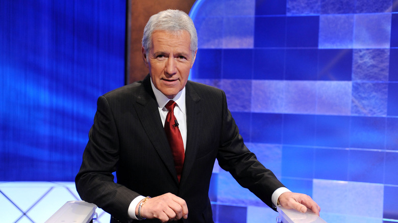 Alex Trebek on Jeopardy! set