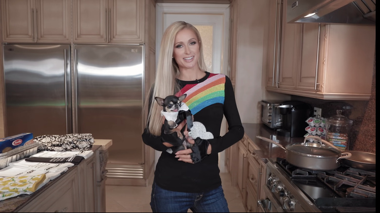 Paris Hilton in her kitchen 