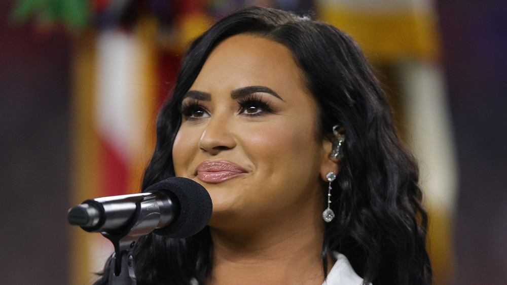 Demi Lovato singing the National Anthem