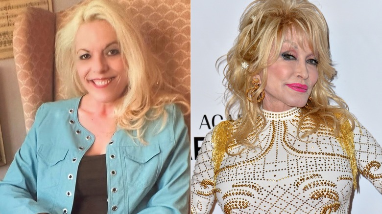Composite image of Freida Parton (L) and Dolly Parton (R)