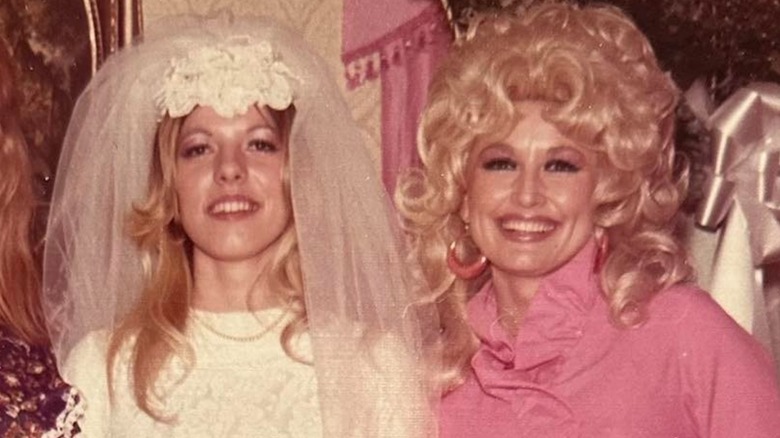 Facebook photo memory of Dolly Parton (R) at Freida Parton's (L) wedding