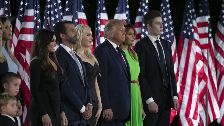 Trump with family members at rally