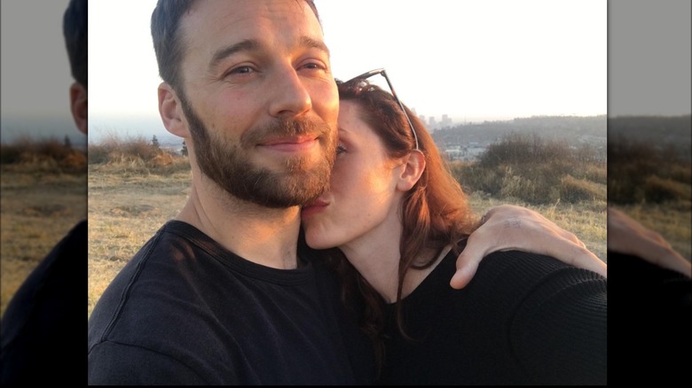 Sarah Power nuzzling Peter Mooney in selfie
