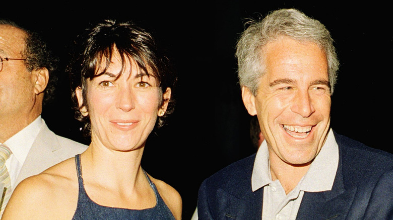 Ghislaine Maxwell smiling next to a laughing Jeffrey Epstein