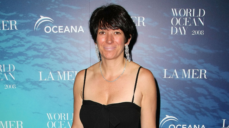 Ghislaine Maxwell posing on step-and-repeat