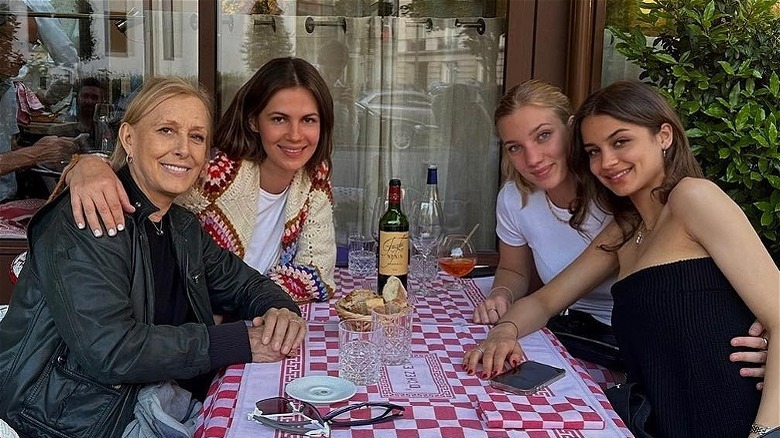 Julia Lemigova and Martina Navratilova with daughters, Victoria and Emma