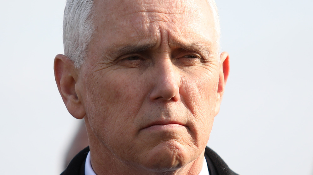 Former Vice President Mike Pence looking serious