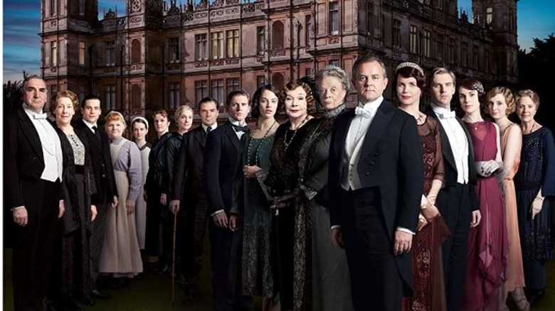 The cast of Downton Abbey posing