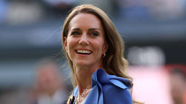 Princess Catherine smiling at the camera