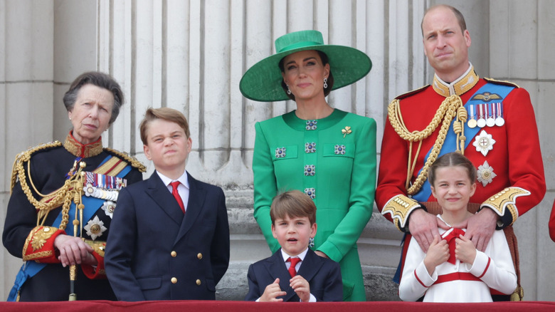 Charlotte with her family and Princess Royal Anne on the balcony in 2023