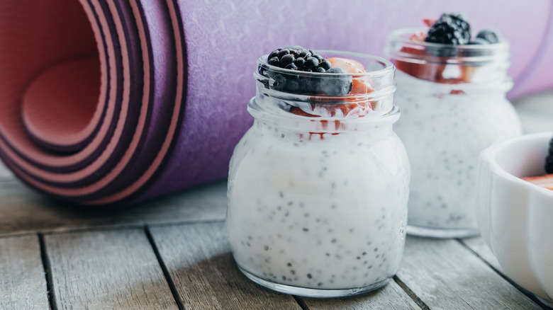 yoga mats breakfast yogurt