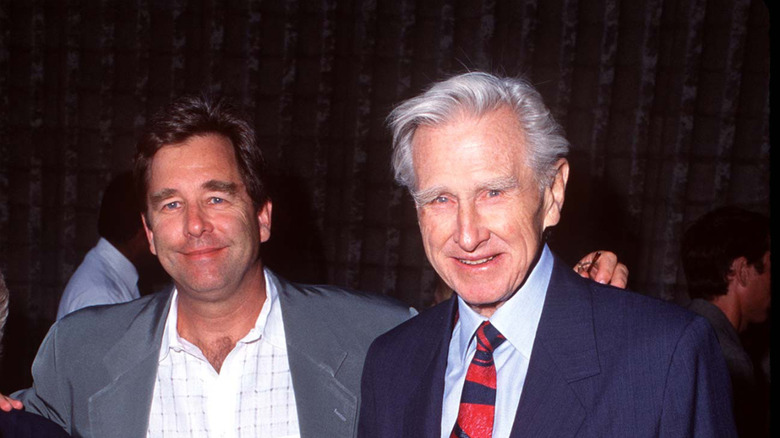 Beau Bridges smiling with his dad Lloyd Bridges at an event.