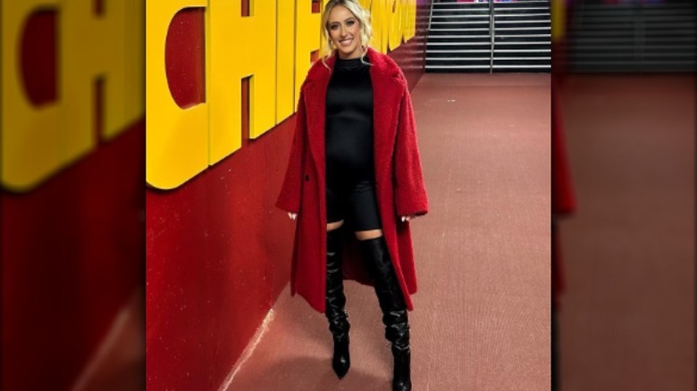 Brittany Mahomes smiling at game