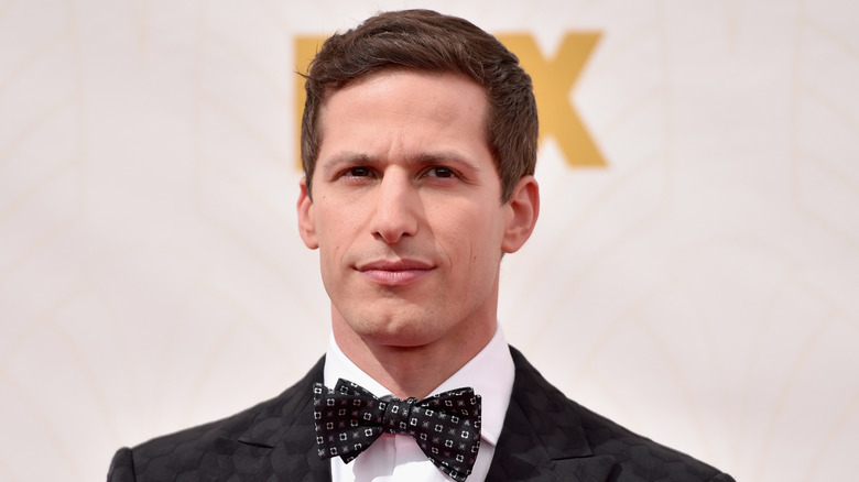 Andy Samberg poses on the red carpet