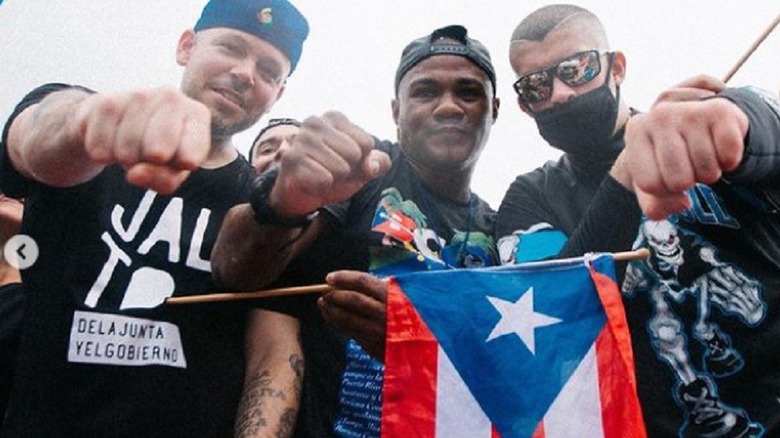 Bad Bunny at political protest