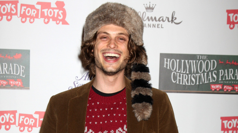 Matthew Gray Gubler in a raccoon hat
