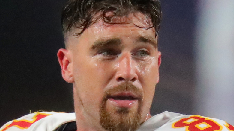 Travis Kelce sweating