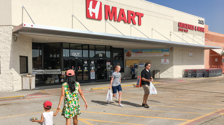 Shoppers outside H Mart