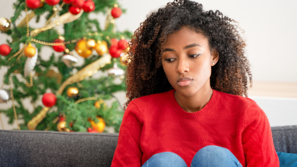 Sad girl on Christmas