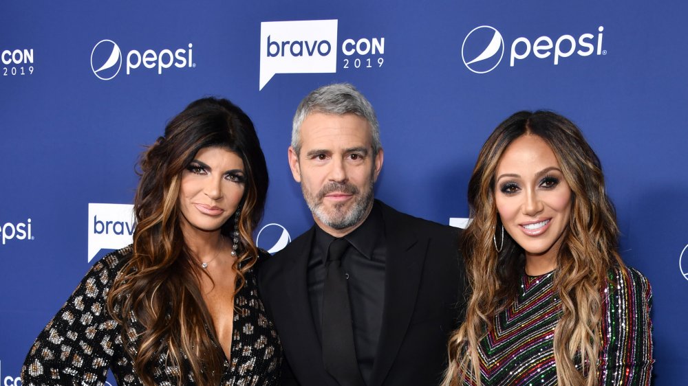 Teresa Giudice, Andy Cohen, and Melissa Gorga at BravoCon