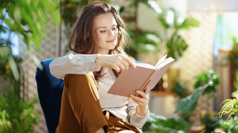 woman reading a book