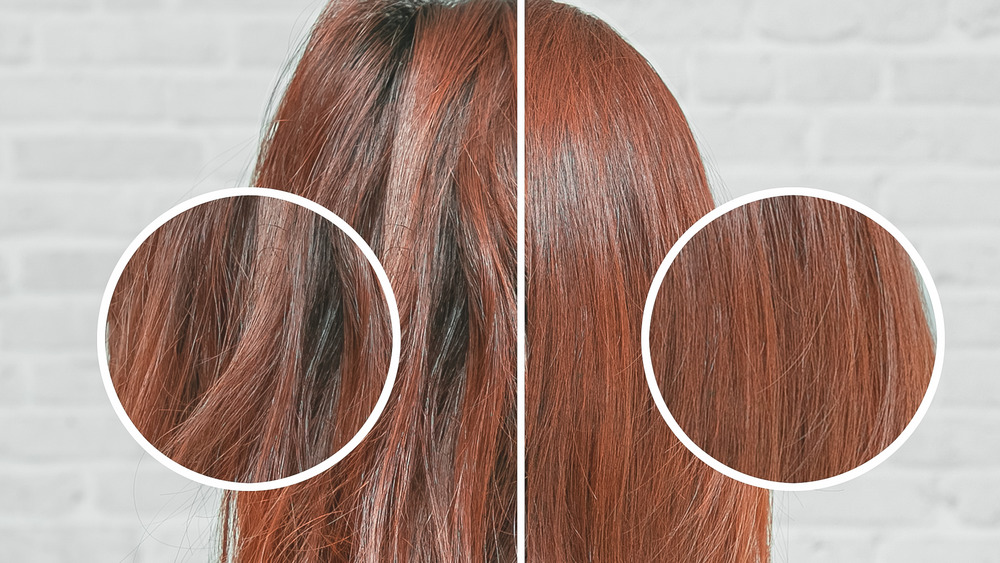 Hair before-and-after keratin treatment comparison