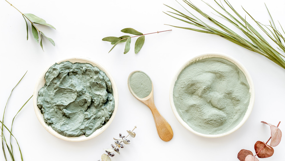 clay mask in bowls