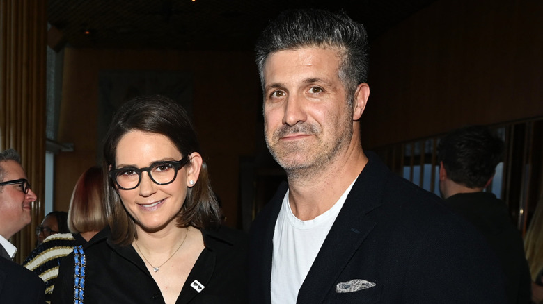 Jessica Tarlov smiling with her husband Brian McKenna in 2024