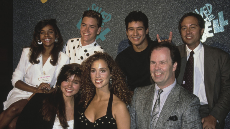 Tiffani Thiessen with "Saved By the Bell" cast