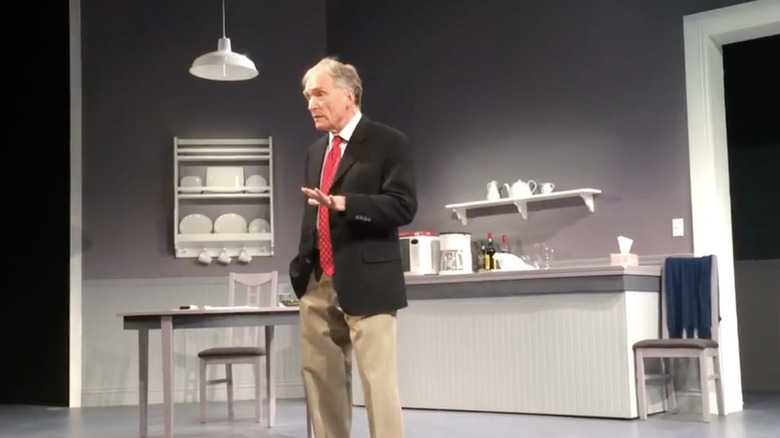 Dick Cavett onstage during a performance of "Hellman vs. McCarthy"