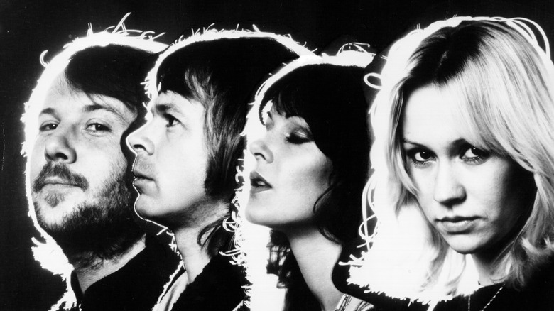 Black and white portrait of ABBA
