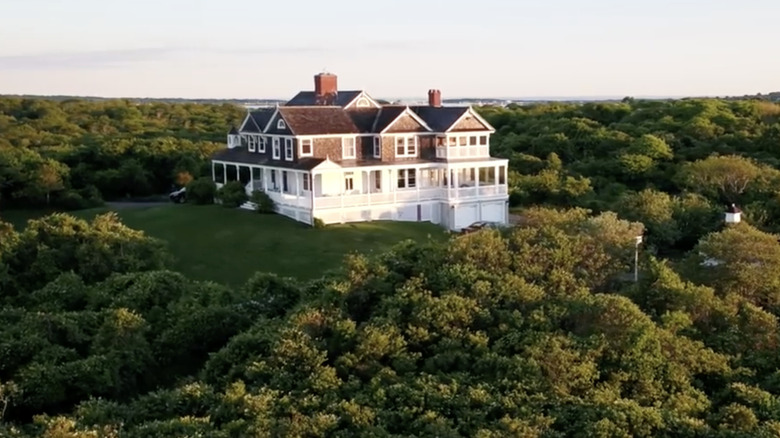 Aerial shot of Tick Hall in Montauk