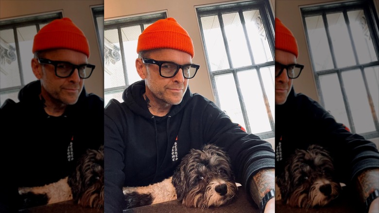 Bob Harper in an orange beanie and his dog Vivienne