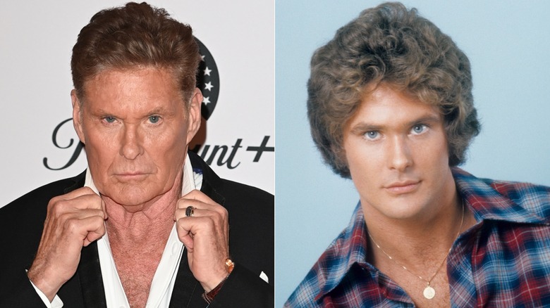Split Image of David Hasselhoff now and young David Hasselhoff