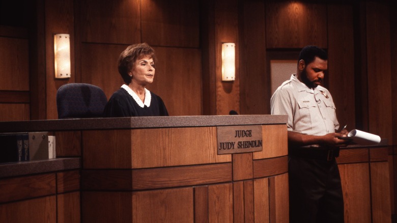 Judge Judy and her bailiff, Petri Hawkins-Byrd, from Judge Judy