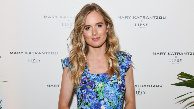 Cressida Bonas posing on a step-and-repeat