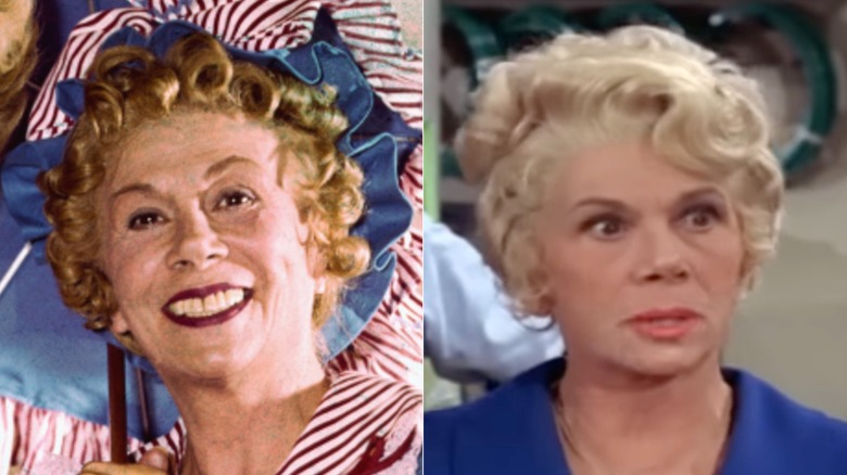 Split image of Bea Benaderet in The Beverly Hillbillies, and in Petticoat Junction
