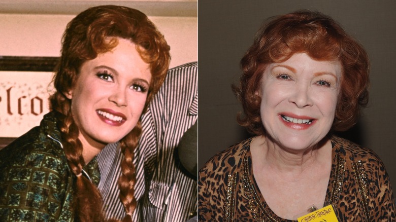 Split image of Linda Henning in Petticoat Junction and again decades later