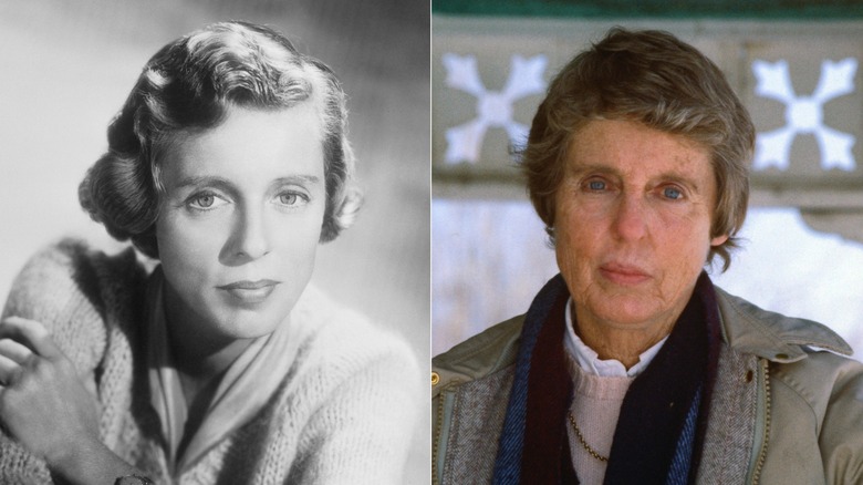 Split image of Nancy Kulp during the early 1960s, and in the 1980s