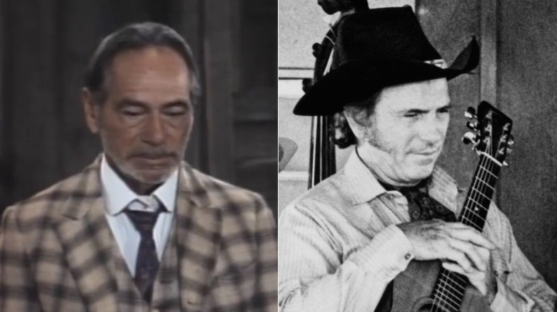 Split image of Shug Fisher in The Beverly Hillbillies and in a subsequent film role