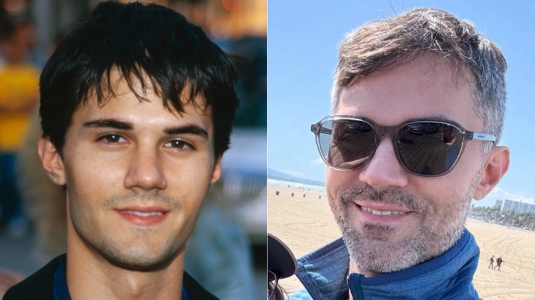 Split image of Adam LaVorgna at an event in 2001 and in a selfie in 2025