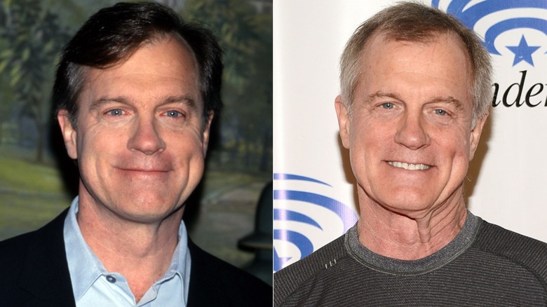 Split image of Stephen Collins smiling at events in 2001 and 2014