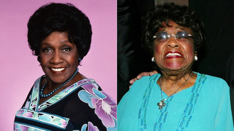 Split image of Isabel Sanford in a promo photo for The Jeffersons and in 2004