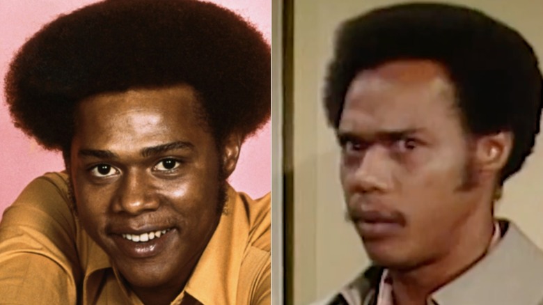 Split of Mike Evans in publicity photo for All in the Family and in the final season of The Jeffersons